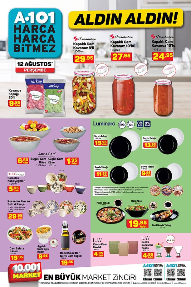 A101 12 Ağustos 2021 Mutfak Ürünleri Kataloğu