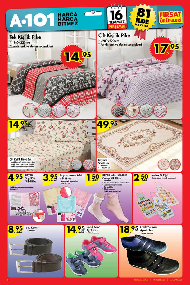 A101 16 Temmuz 2015 Aktüel Ürünler Katalogu - Ev Tekstili