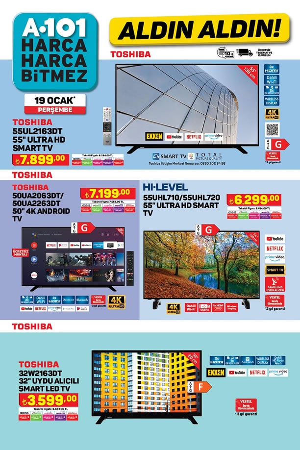 A101 19 Ocak 2023 Aktüel Kataloğu - Toshiba Ultra HD Smart Tv