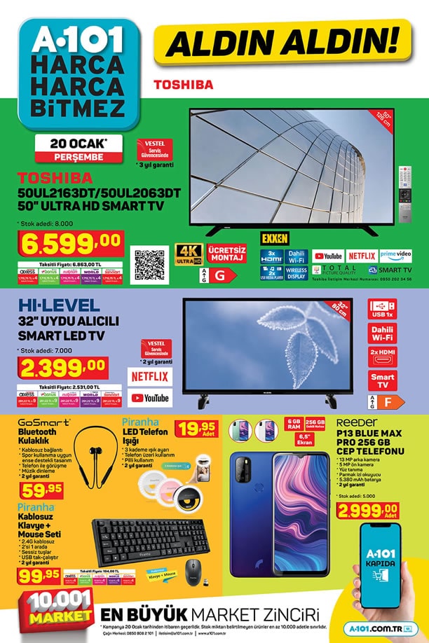 A101 20 Ocak 2022 Aktüel Kataloğu - Toshiba Ultra HD Smart Tv