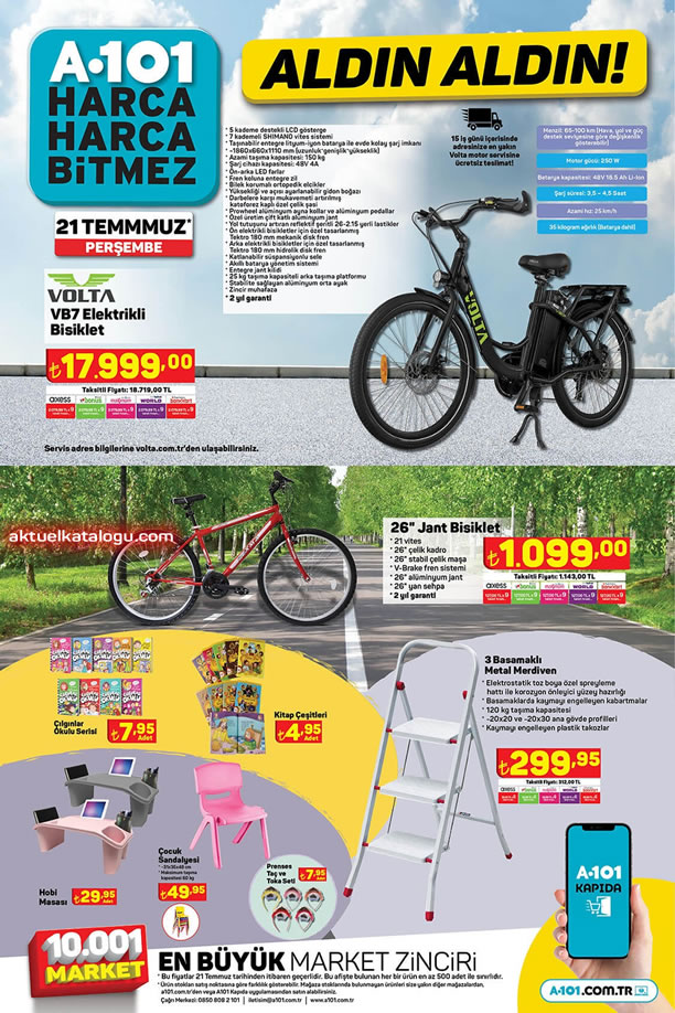 A101 21 Temmuz 2022 Fırsat Kataloğu - Volta VB7 Elektrikli Bisiklet