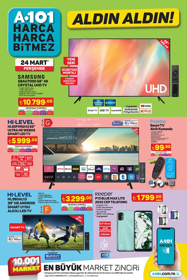 A101 24 Mart 2022 Aktüel Kataloğu - Samsung 4K Crystal UHD Tv
