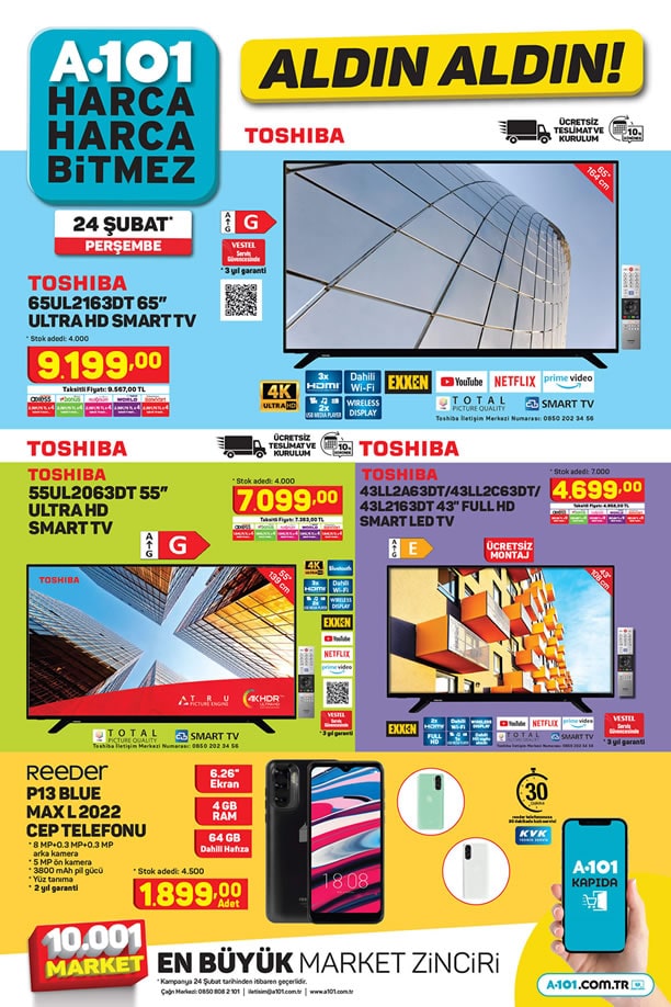 A101 24 Şubat 2022 Kataloğu - Toshiba Ultra HD Smart Tv