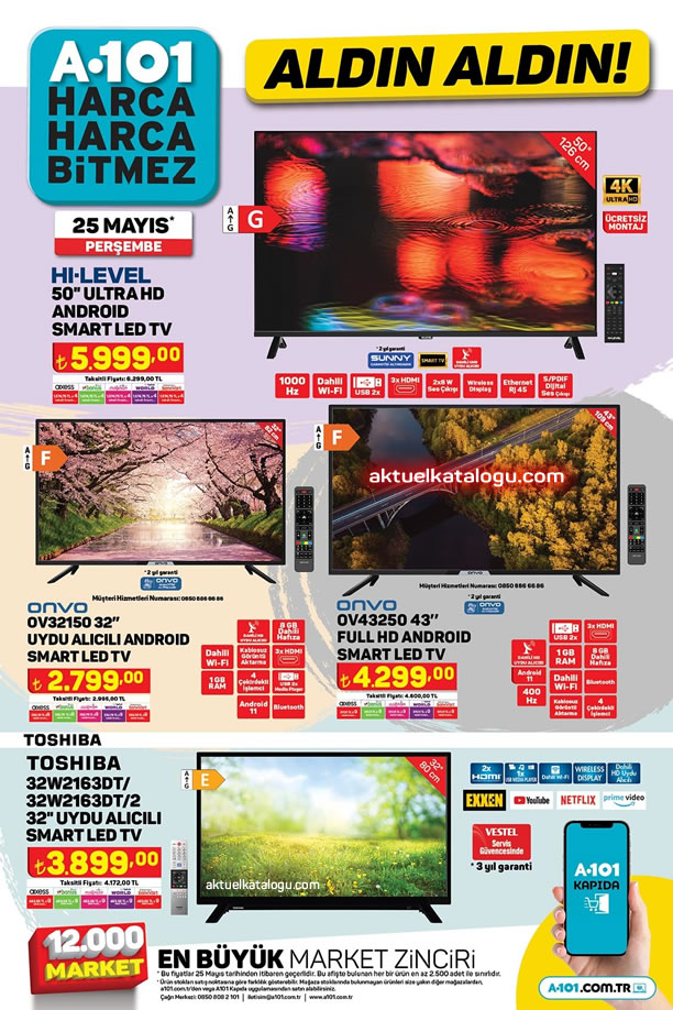 A101 25 Mayıs 2023 Kataloğu - Toshiba Uydu Alıcılı Smart Led Tv