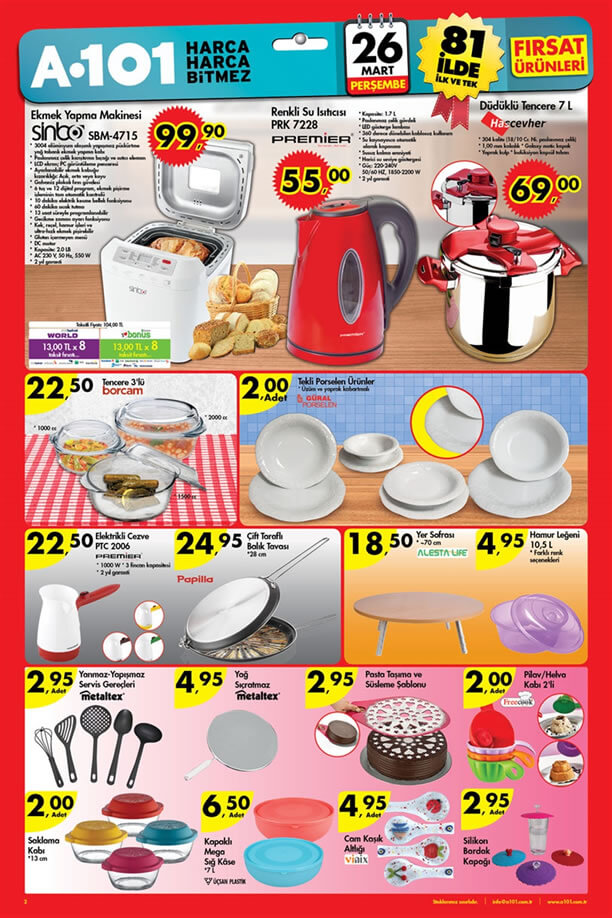 A101 26 Mart 2015 Aktüel Ürünler Kataloğu - Mutfak Gereçleri