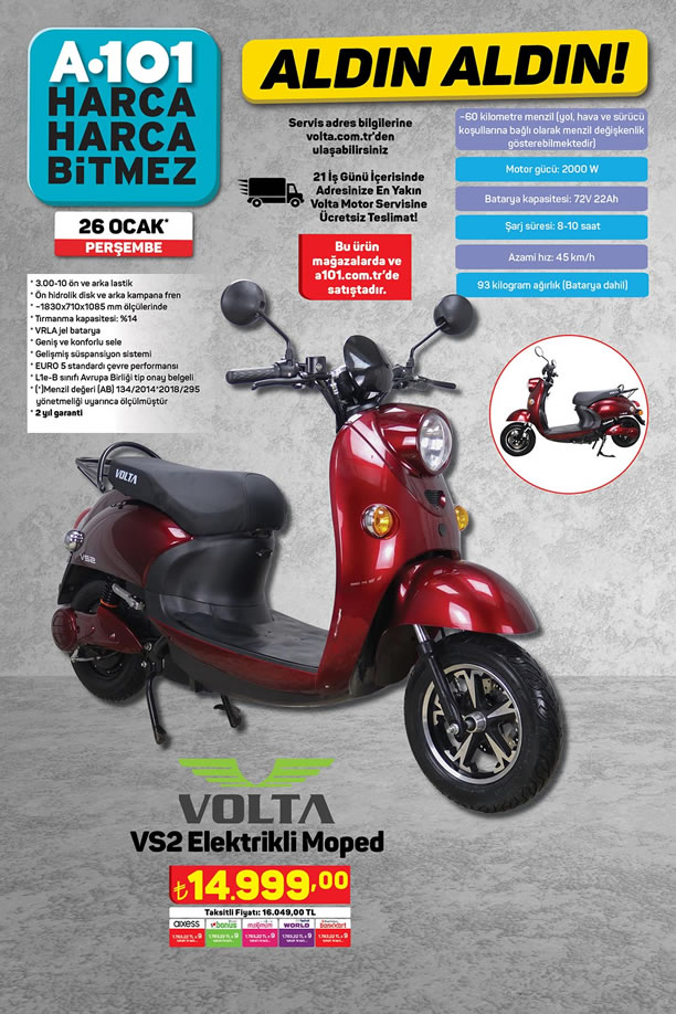 A101 26 Ocak - 1 Şubat 2023 Kataloğu - Volta VS2 Elektrikli Moped