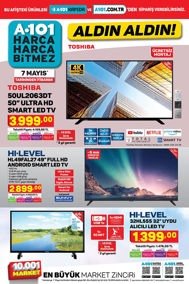 A101 7 Mayıs 2021 Kataloğu - Toshiba Ultra HD Smart Led Tv