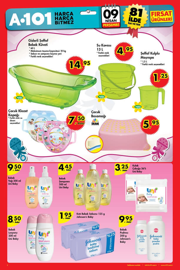 A101 9 Nisan 2015 Aktüel Ürünler Kataloğu - Bebek ürünleri