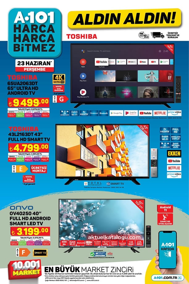 A101 Aktüel 23 Haziran 2022 Kataloğu - Toshiba Ultra HD Android Tv