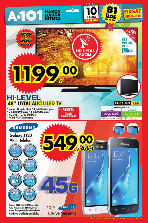 A101 Market 10 Kasım 2016 Katalogu - Samsung J120 Akıllı Telefon