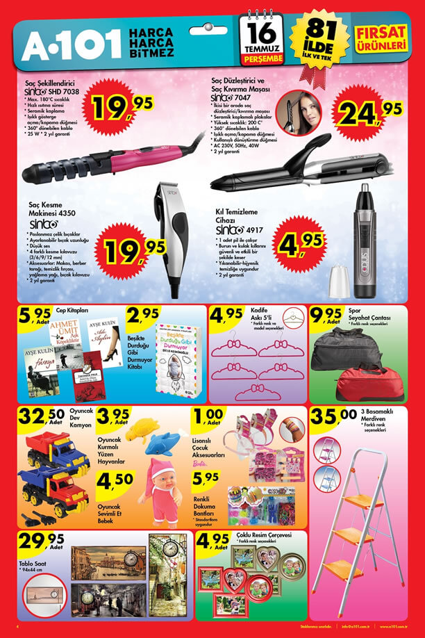 A101 Market 16 Temmuz 2015 Aktüel Ürünler Katalogu - Sinbo