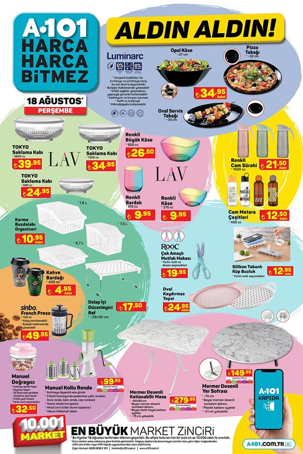 A101 Market 18 Ağustos 2022 Mutfak Ürünleri Kataloğu