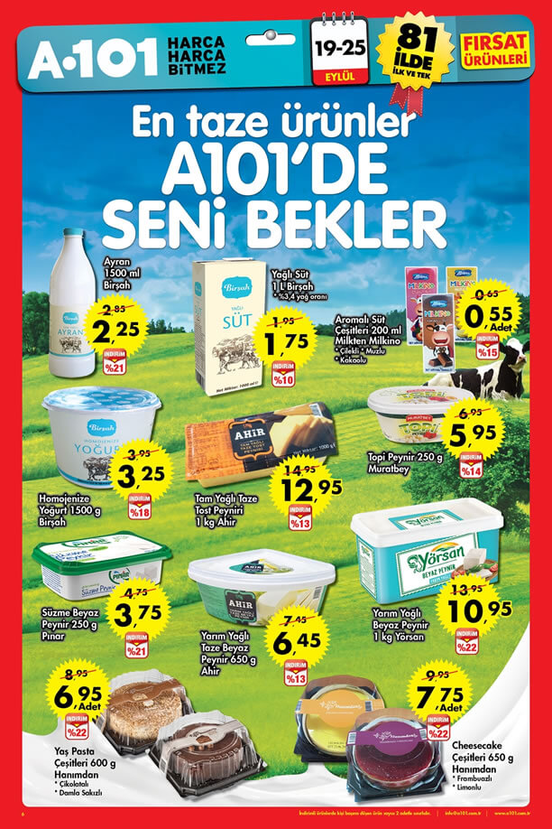 A101 Market 19-25 Eylül 2016 Katalogu - Pınar Süzme Beyaz Peynir
