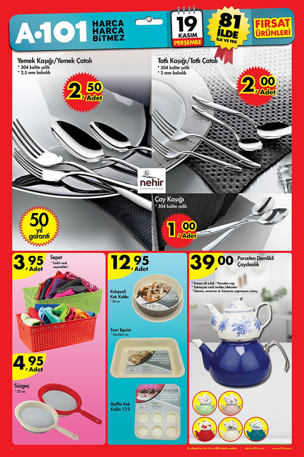 A101 Market 19 Kasım 2015 Katalogu - Porselen Demlikli Çay