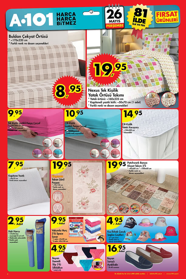 A101 Market 26 Mayıs 2016 İndirim Katalogu - Ev Tekstili