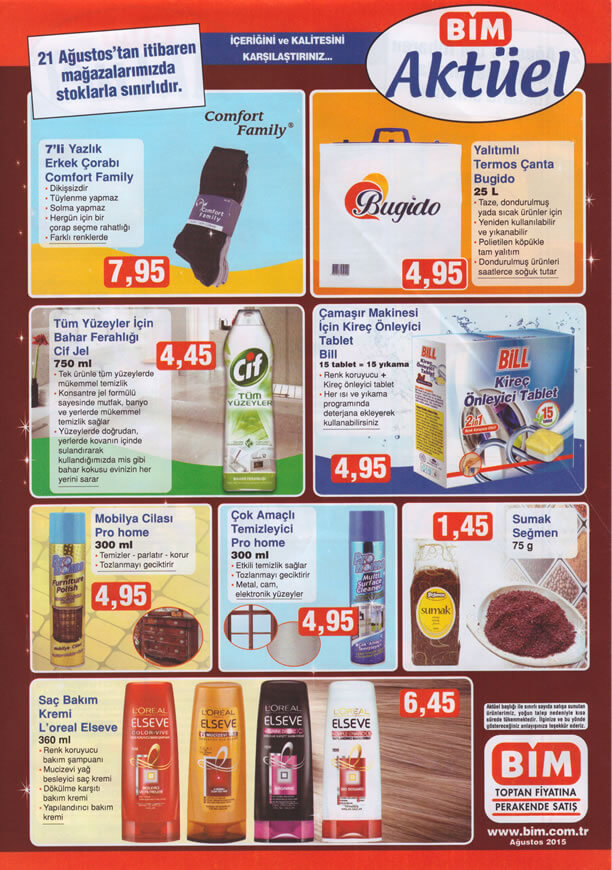 BİM Market 21.08.2015 Aktüel Ürünler Kataloğu - L'oreal Elseve