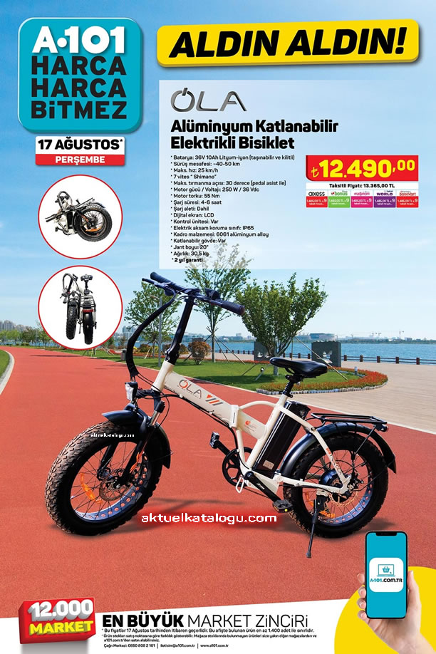 A101 17 Ağustos 2023 - OLA Alüminyum Katlanabilir Elektrikli Bisiklet