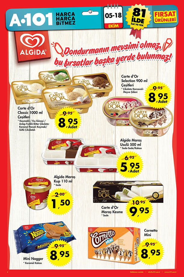 A101 05-18 Ekim 2015 Dondurma Fiyatları - Algida