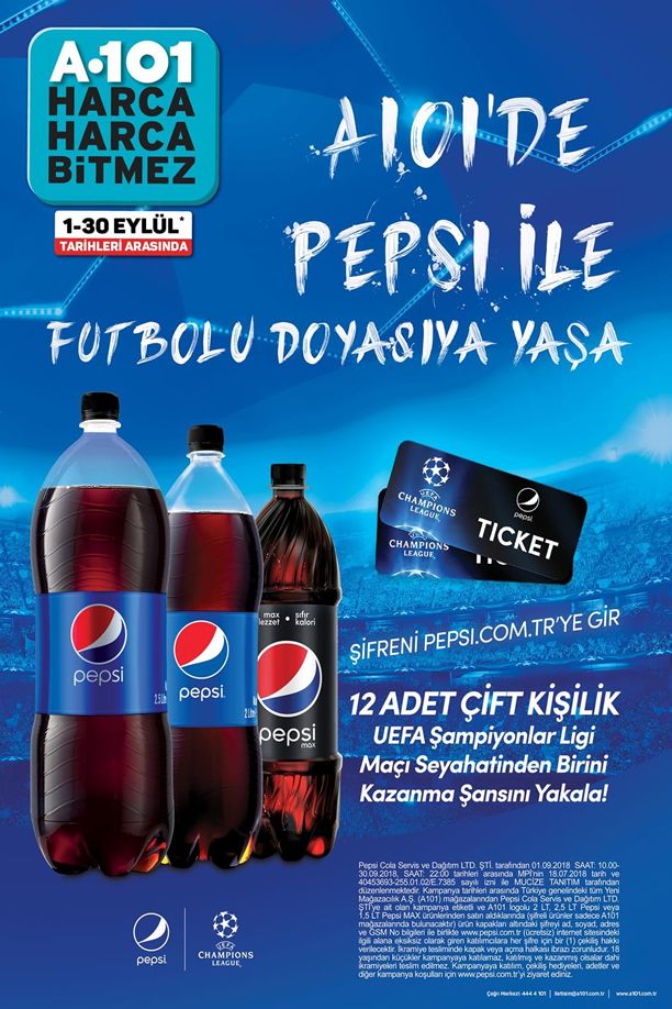 A101 1 Eylül - 30 Eylül 2018 Pepsi Kampanyası