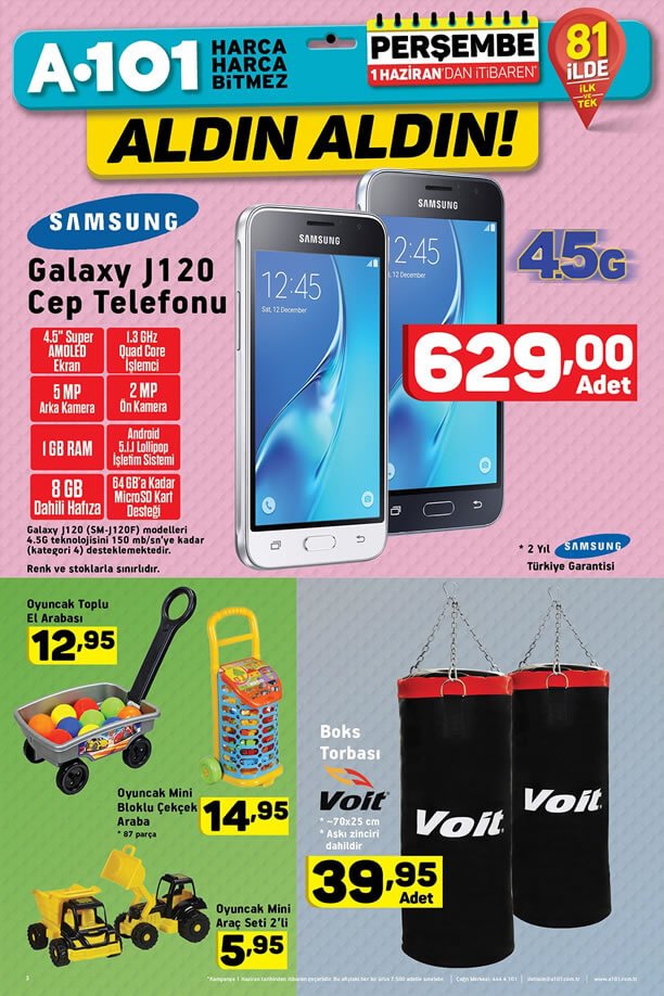 A101 1 Haziran 2017 Katalogu - Samsung Galaxy J120
