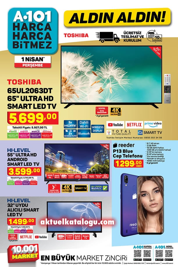 A101 1 Nisan 2021 Kataloğu - Toshiba Ultra HD Smart Led Tv