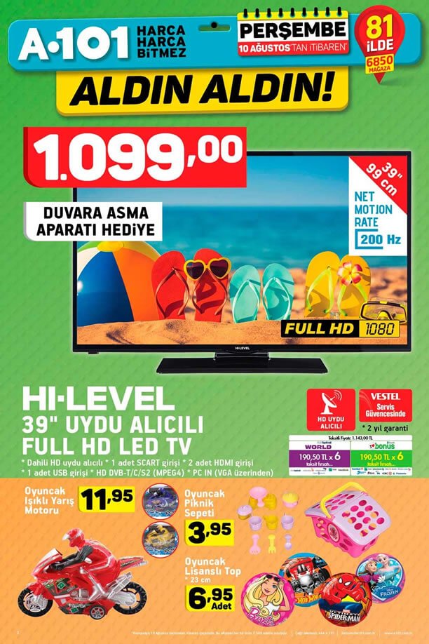 A101 10 Ağustos - Full HD Led Tv