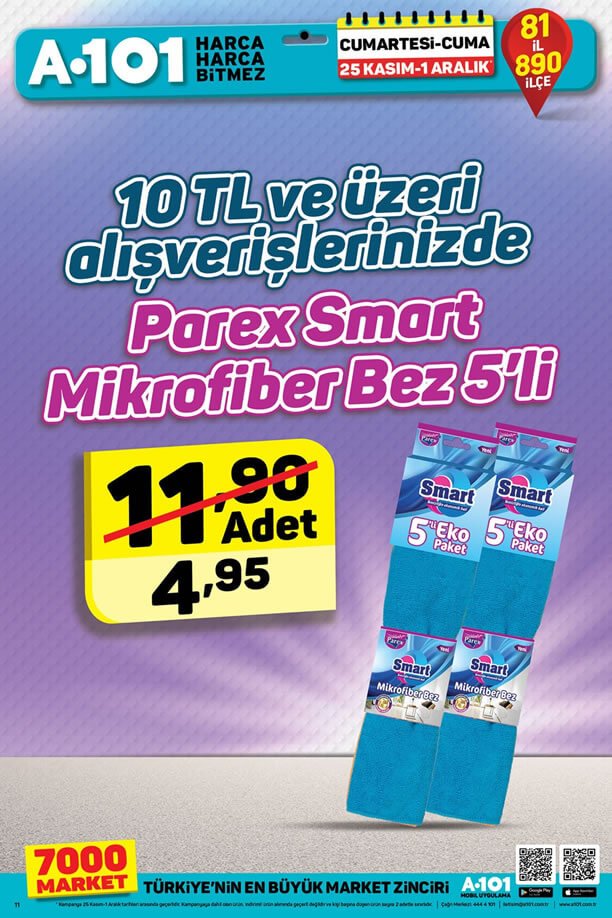 A101 10 TL Üzeri Parex Smart Mikrofiber Bez - 25 Kasım - 1 Aralık