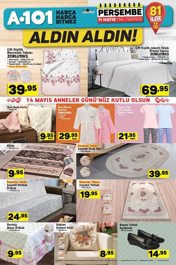 A101 11 Mayıs 2017 Katalogu - Ev Tekstili