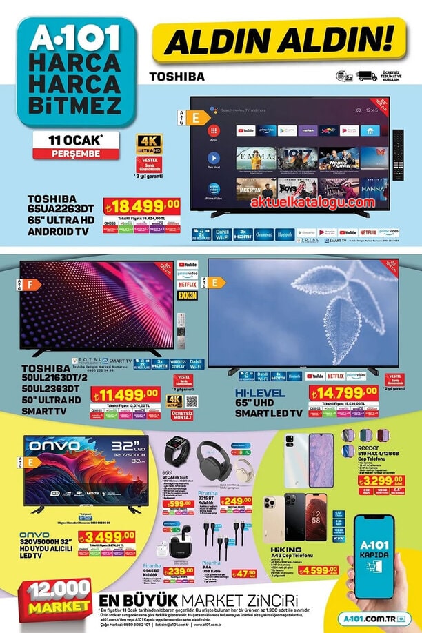 A101 11 Ocak 2024 Aktüel Kataloğu - Toshiba Ultra HD Android Tv