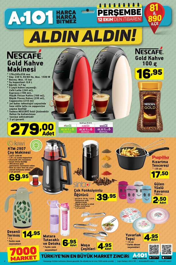 A101 12 Ekim 2017 Nescafe Gold Kahve Makinesi