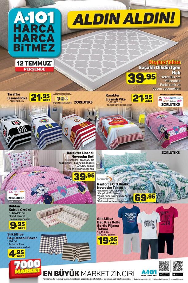 A101 12 Temmuz 2018 Aktüel Katalogu - Ev Tekstili Ürünleri