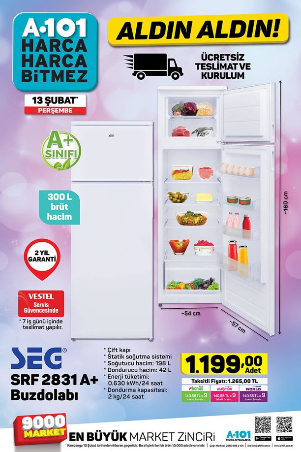 A101 13 Şubat 2020 Perşembe Aktüel Kataloğu - SEG Buzdolabı