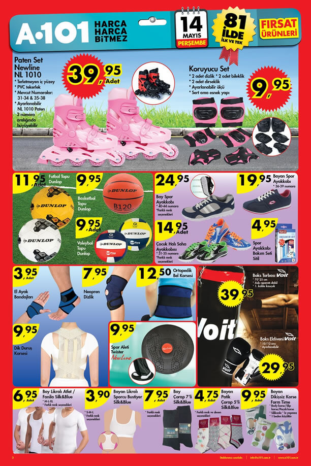A101 14 Mayıs 2015 Aktüel Ürünler Katalogu - Spor Malzemeleri - Paten