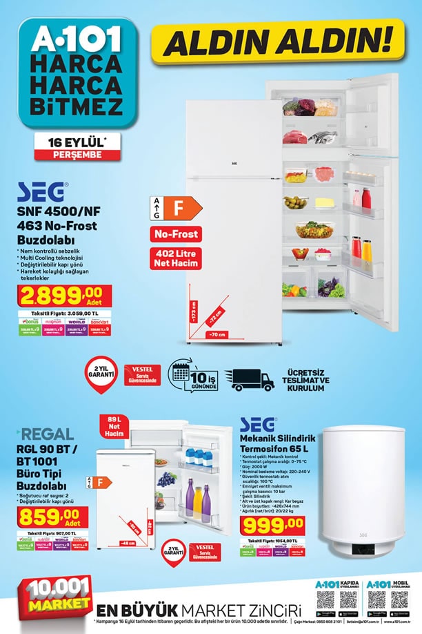 A101 16 Eylül 2021 Kataloğu - Regal Büro Tipi Buzdolabı