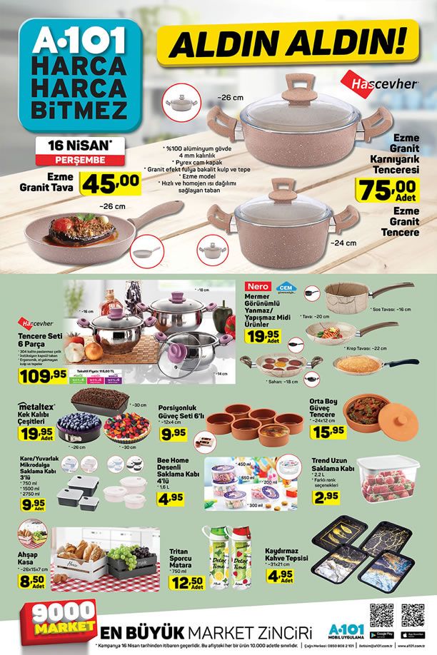 A101 16 Nisan 2020 Aldın Aldın Kataloğu - Mutfak Malzemeleri