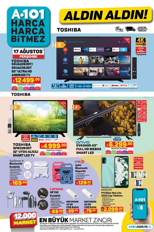 A101 17 Ağustos 2023 Aktüel Kataloğu - Toshiba Ultra HD Android Tv