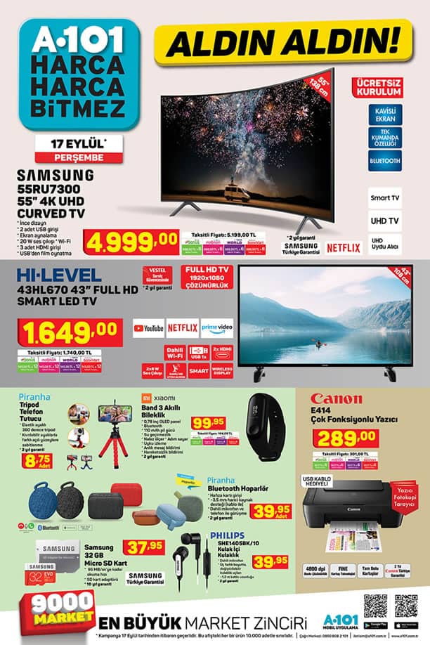 A101 17 Eylül 2020 Aktüel Kataloğu - Samsung 4K UHD Curved Tv