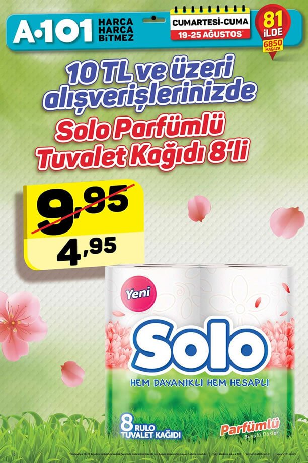 A101 19 - 25 Ağustos - Solo Parfümlü Tuvalet Kağıdı