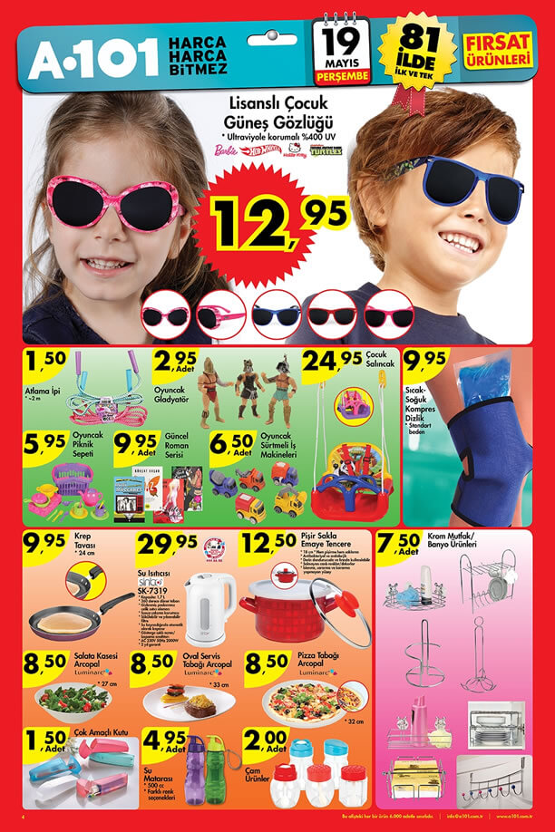 A101 19-25 Mayıs 2016 İndirim Katalogu - Çocuk Güneş Gözlüğü