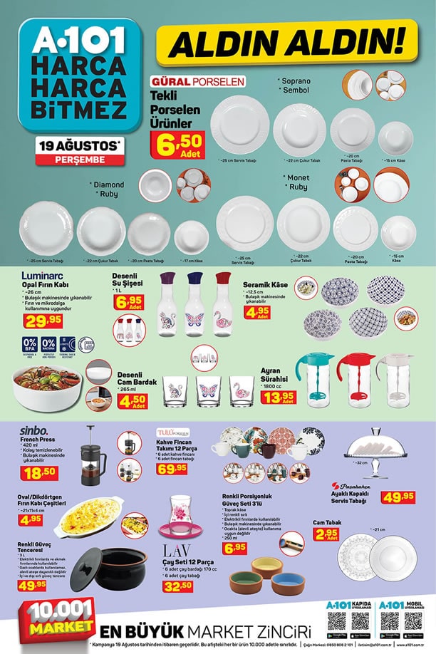 A101 19 Ağustos 2021 Aldın Aldın Kataloğu - Mutfak Ürünleri