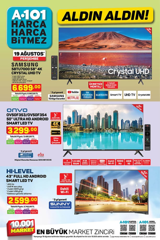 A101 19 Ağustos 2021 Kataloğu - Samsung 4K Crystal UHD Tv