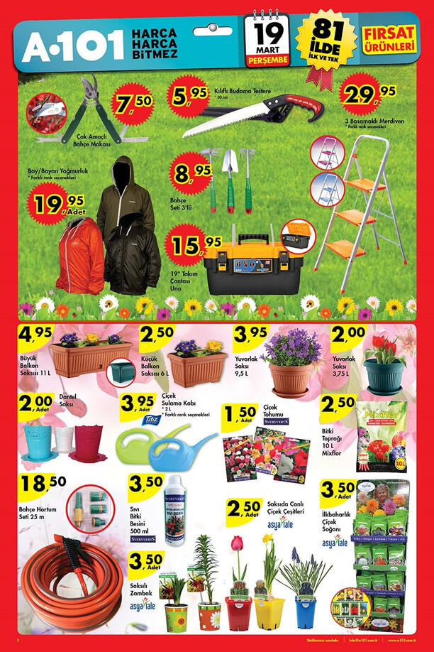 A101 19 Mart 2015 Aktüel Ürünler Kataloğu Bahçe - Çiçek