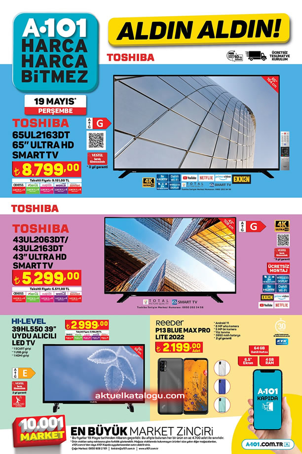 A101 19 Mayıs 2022 Aktüel Kataloğu - Toshiba Ultra HD Smart Tv