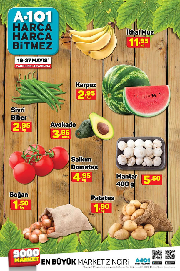 A101 19 Mayıs - 27 Mayıs 2020 Meyve Sebze Fiyatları