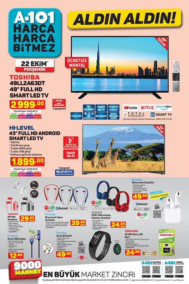 A101 22 Ekim 2020 Aktüel Kataloğu - Toshiba Smart Led Tv