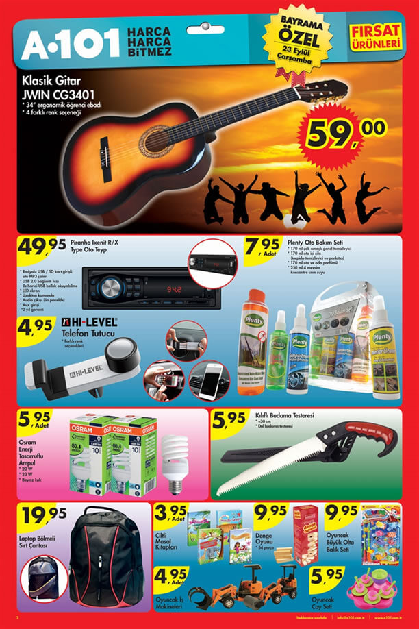 A101 23 Eylül 2015 Aktüel Ürünler Katalogu - Gitar - Oto Teyp