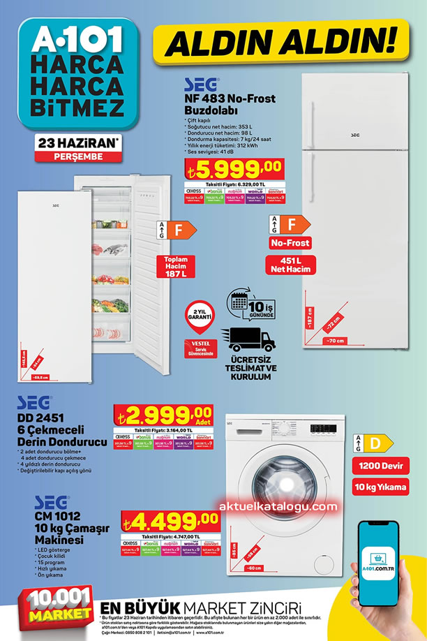 A101 23 Haziran 2022 Aktüel Kataloğu - SEG 10 Kg Çamaşır Makinesi