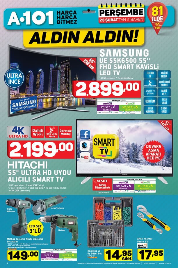 A101 23 Şubat 2017 Katalogu - Samsung Kavisli Led Tv