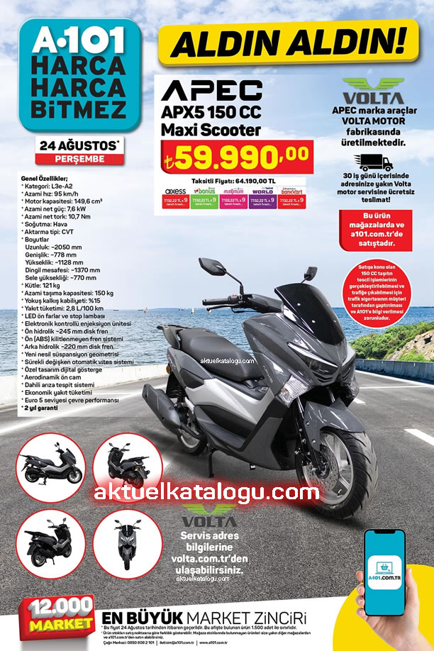A101 24 Ağustos 2023 Perşembe Kataloğu - APEC Maxi Scooter