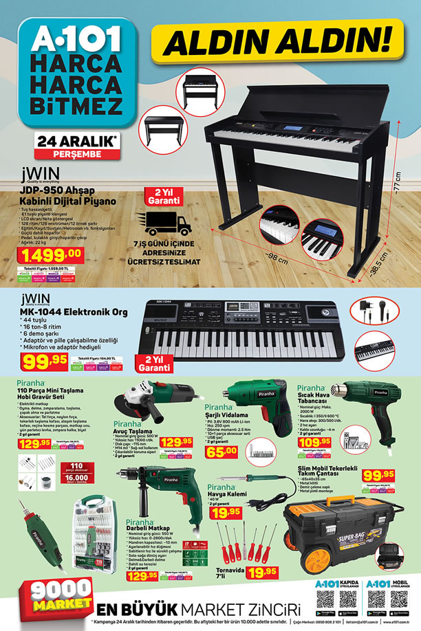 A101 24 Aralık 2020 Kataloğu - JWIN Ahşap Kabinli Dijital Piyano